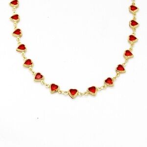 Gold and Red Heart Necklace